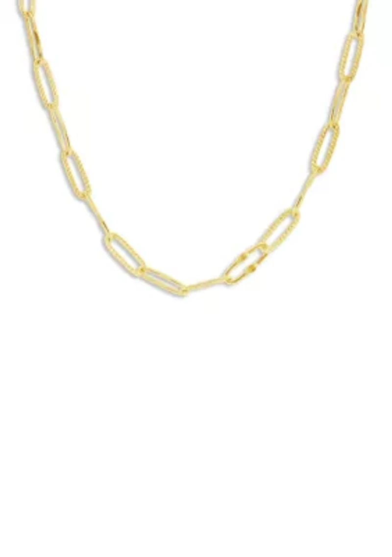 Plated 18'' Textured Paperclip Chain Necklace
