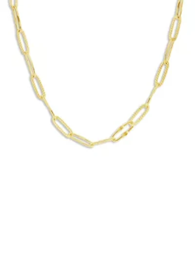 Plated 18'' Textured Paperclip Chain Necklace