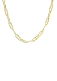 Plated 18'' Textured Paperclip Chain Necklace