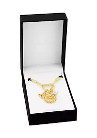 Gold Plated Multi Charm Heart Carabiner Necklace
