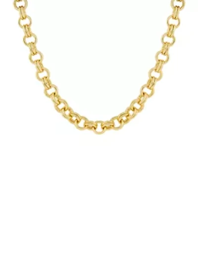Plated Double Rolo Links 24" Chain Necklace