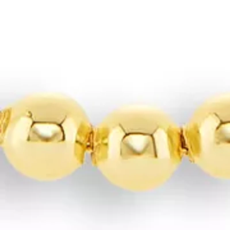 Fine Plated Triple Polished Bead Station Cable Chain Necklace