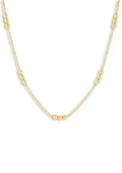 Fine Plated Triple Polished Bead Station Cable Chain Necklace