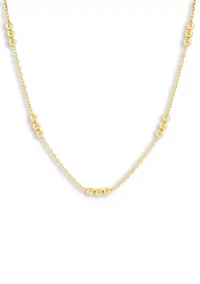 Fine Plated Triple Polished Bead Station Cable Chain Necklace