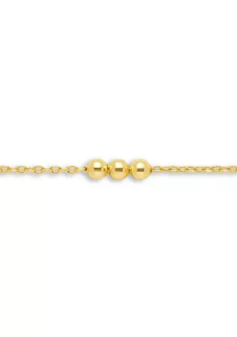 Fine Plated Triple Polished Bead Station Cable Chain Necklace