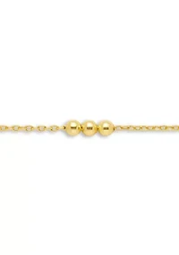 Fine Plated Triple Polished Bead Station Cable Chain Necklace