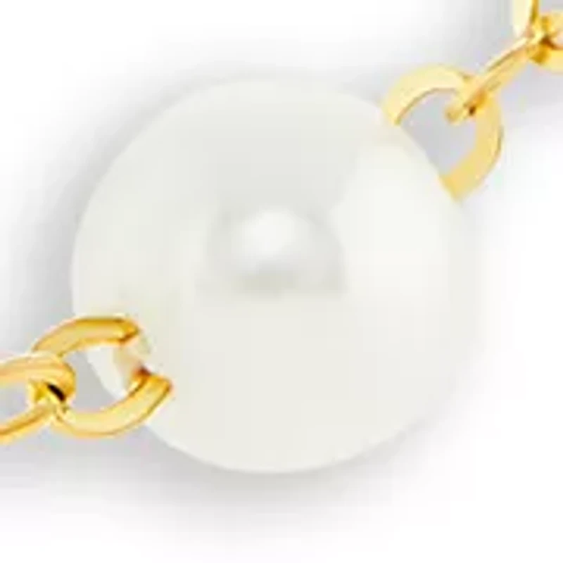 Plated Pearl Station Collar Necklace