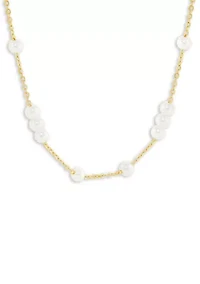 Plated Pearl Station Collar Necklace