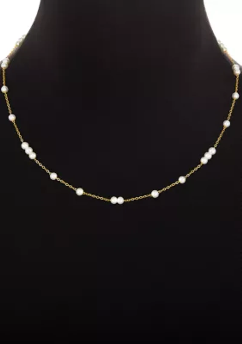 Plated Pearl Station Collar Necklace