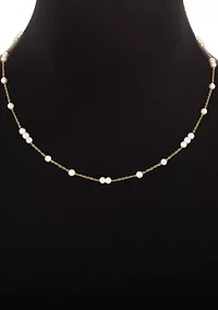 Plated Pearl Station Collar Necklace