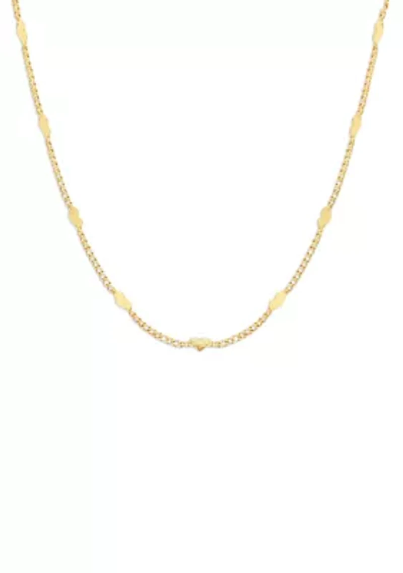 Gold Plated Heart Station Chain Necklace