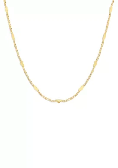 Gold Plated Heart Station Chain Necklace
