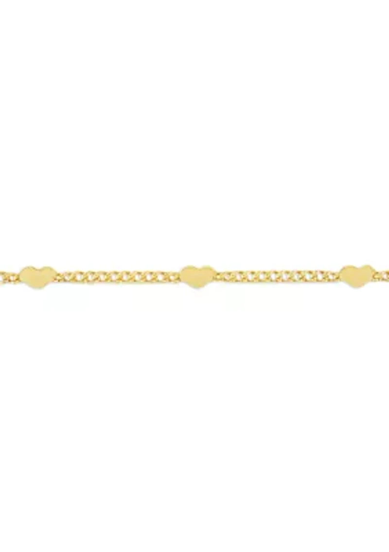 Gold Plated Heart Station Chain Necklace