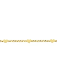 Gold Plated Heart Station Chain Necklace