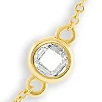 Round Cubic Zirconia Bezel Stations Cable Chain Necklace