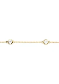 Round Cubic Zirconia Bezel Stations Cable Chain Necklace