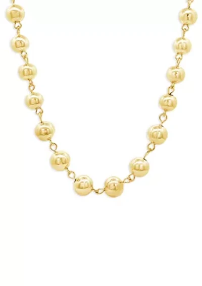 Gold Plated Polished Graduated Beads Necklace 