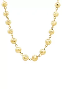Gold Plated Polished Graduated Beads Necklace 
