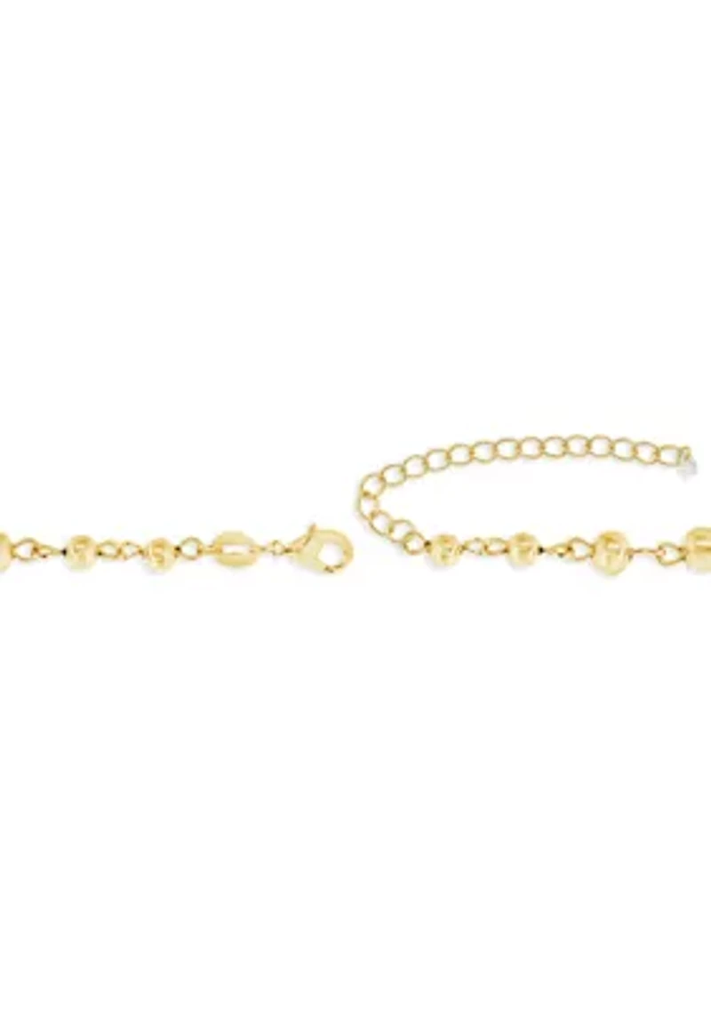 Gold Plated Polished Graduated Beads Necklace