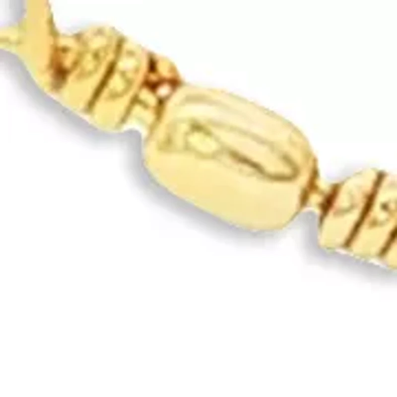 Gold Plated Polished Beads Oval Link Chain Necklace