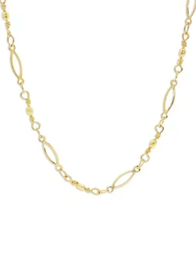 Gold Plated Polished Beads Oval Link Chain Necklace
