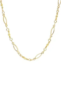 Gold Plated Polished Beads Oval Link Chain Necklace