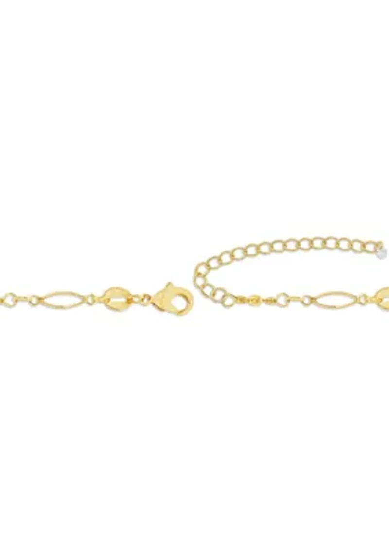 Gold Plated Polished Beads Oval Link Chain Necklace