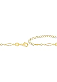 Gold Plated Polished Beads Oval Link Chain Necklace