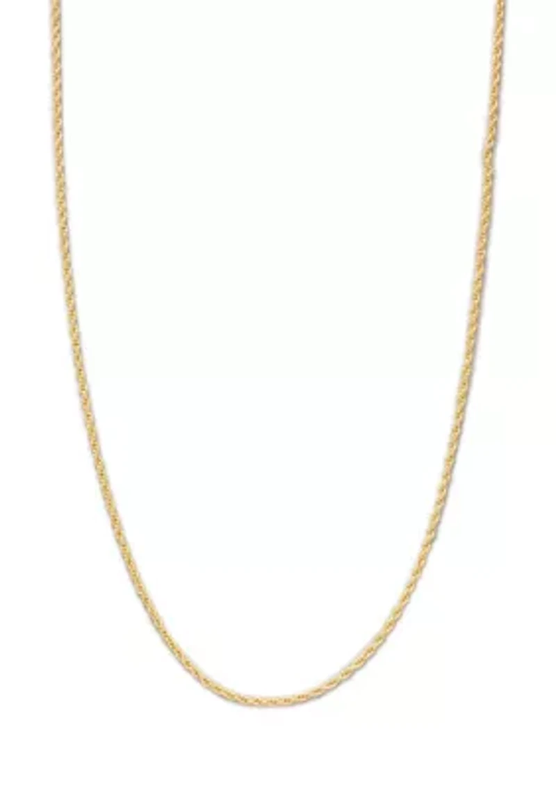 24 Inch Gold Tone Diamond Cut Rope Chain Necklace 