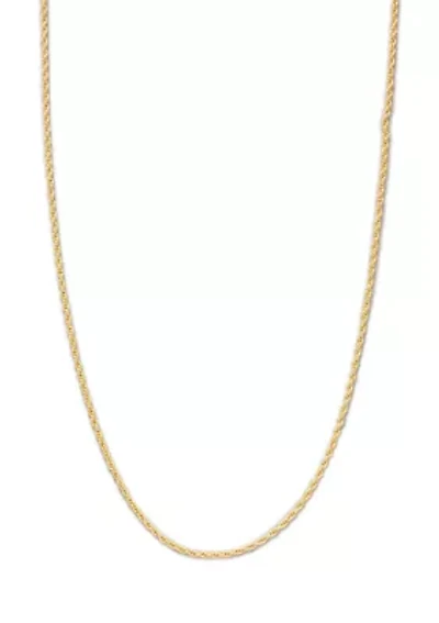 24 Inch Gold Tone Diamond Cut Rope Chain Necklace 