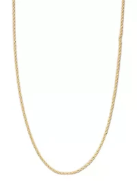 24 Inch Gold Tone Diamond Cut Rope Chain Necklace 