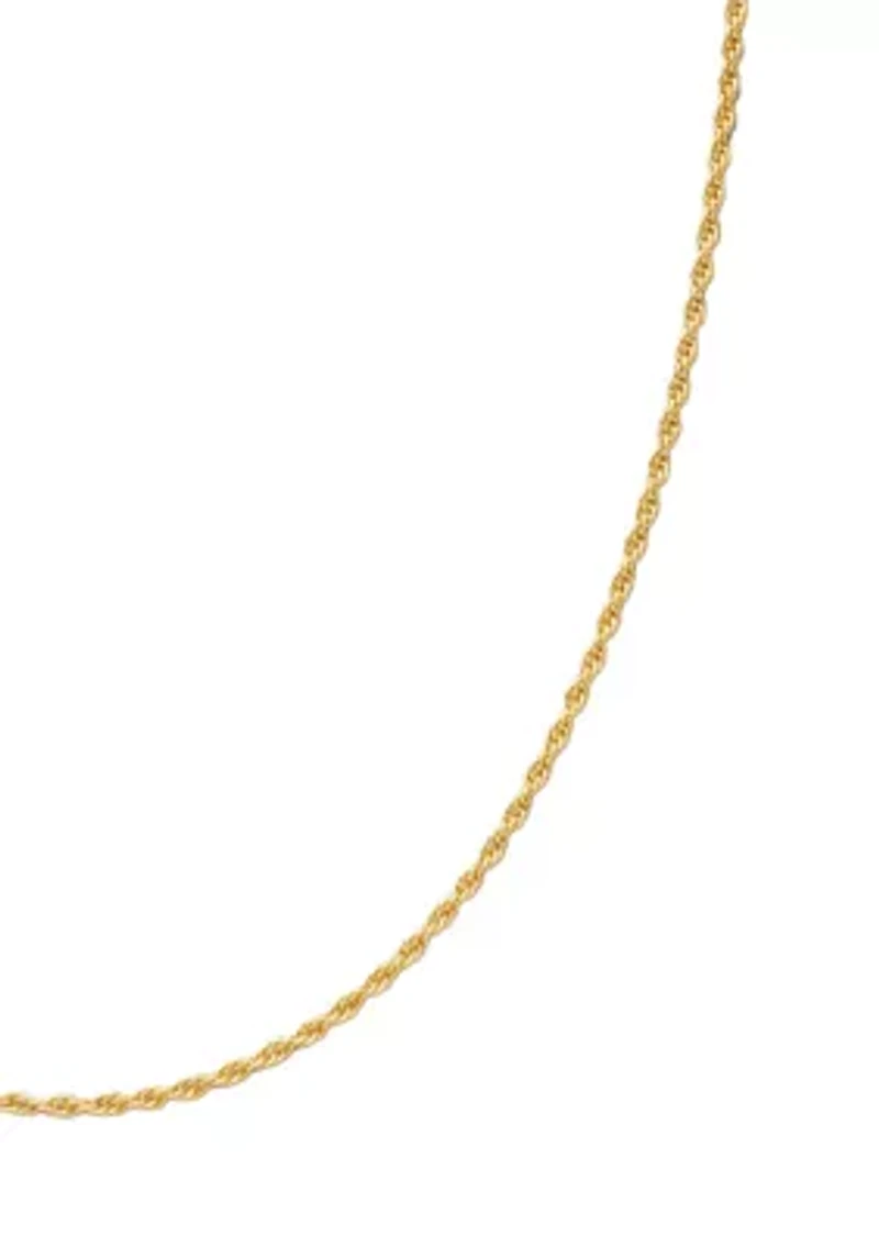 24 Inch Gold Tone Diamond Cut Rope Chain Necklace 