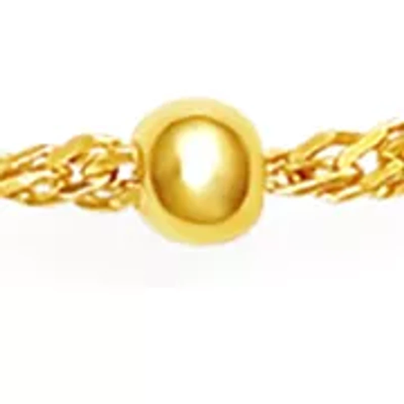 Gold Plated Sterling Silver Heart Link Chain Anklet 9" + 1"  Extender