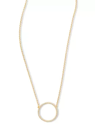 Sterling Pave Cubic Zirconia Circle pendant Necklace