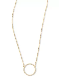 Sterling Pave Cubic Zirconia Circle pendant Necklace