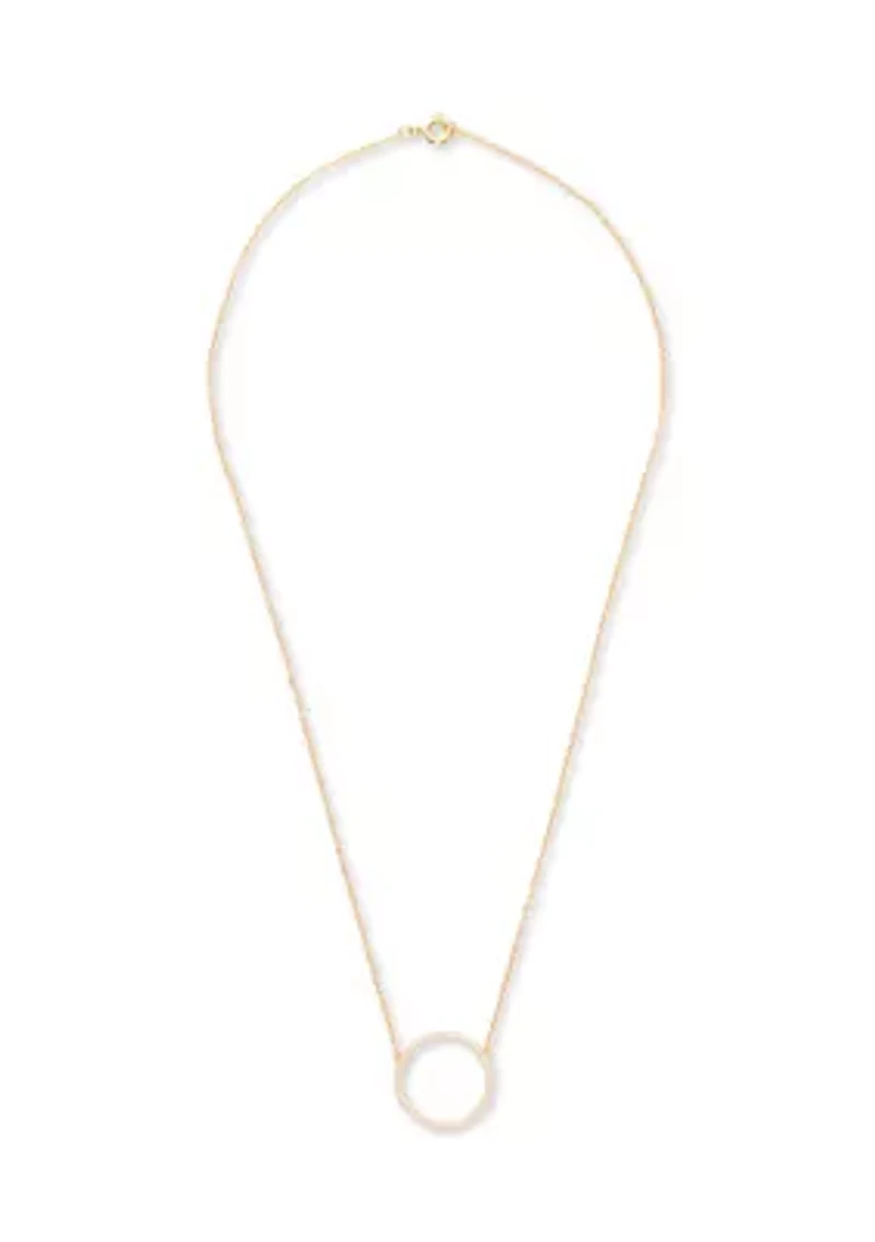 Sterling Pave Cubic Zirconia Circle pendant Necklace
