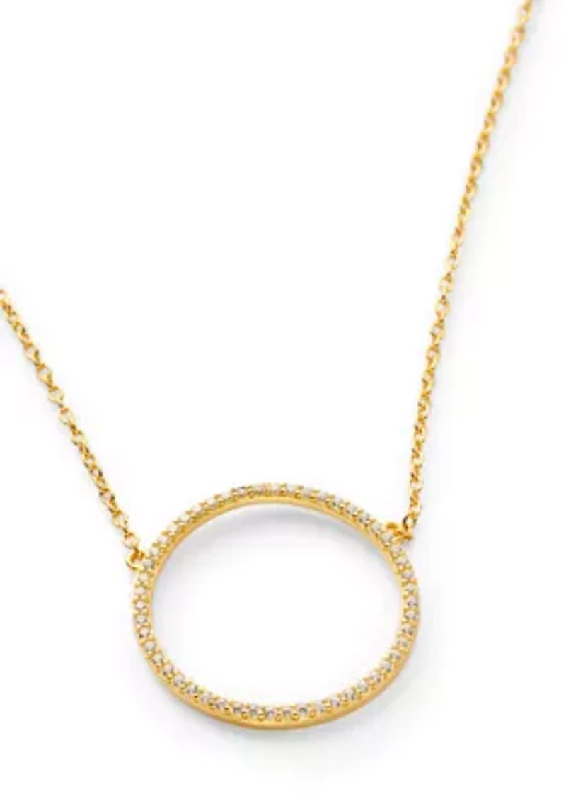 Sterling Pave Cubic Zirconia Circle pendant Necklace