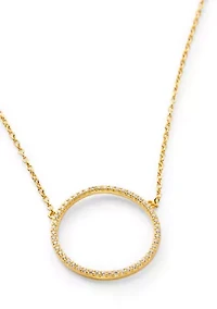 Sterling Pave Cubic Zirconia Circle pendant Necklace