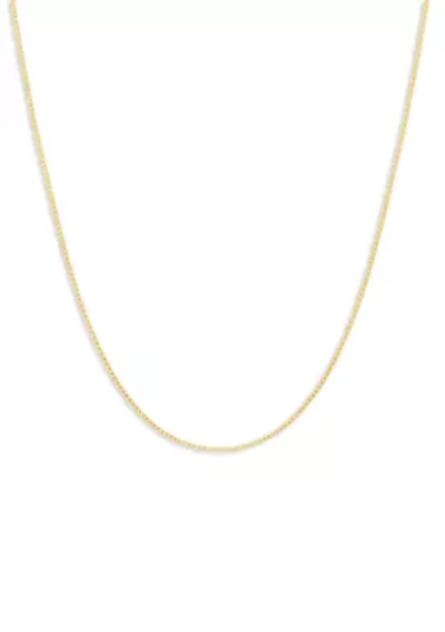 24K Gold Over Sterling Silver Box Chain 16'' Necklace