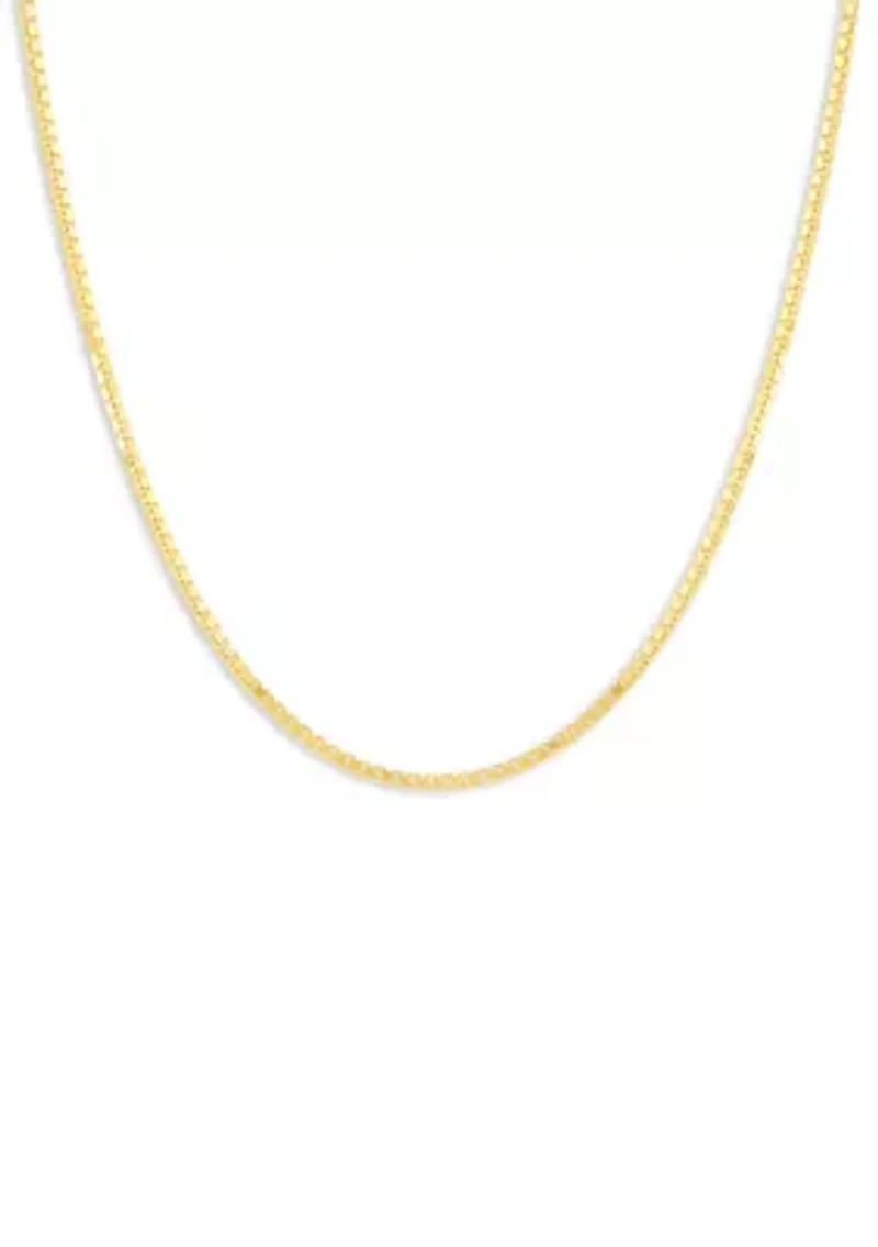 16" Box Chain Necklace in 24K Gold Plated Metal
