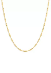 20" Singapore Chain Necklace in 24K Gold Plated Metal