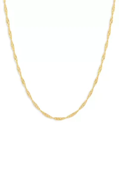 24" Singapore Chain Necklace in 24K Gold Plated Metal