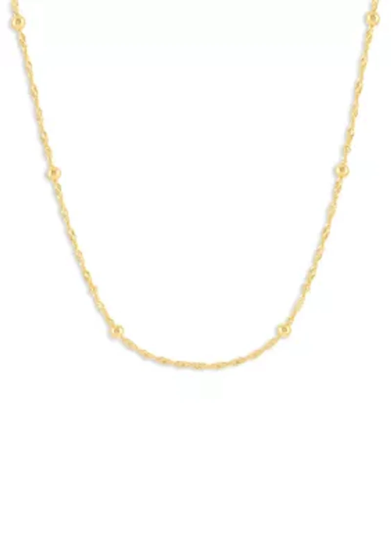 18" Singapore Chain Necklace in 24K Gold Plated Metal