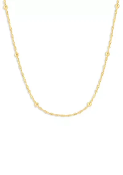 18" Singapore Chain Necklace in 24K Gold Plated Metal