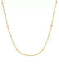 18" Singapore Chain Necklace in 24K Gold Plated Metal