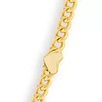 Sterling Silver Mini curb Heart Stations 18in Chain Necklace