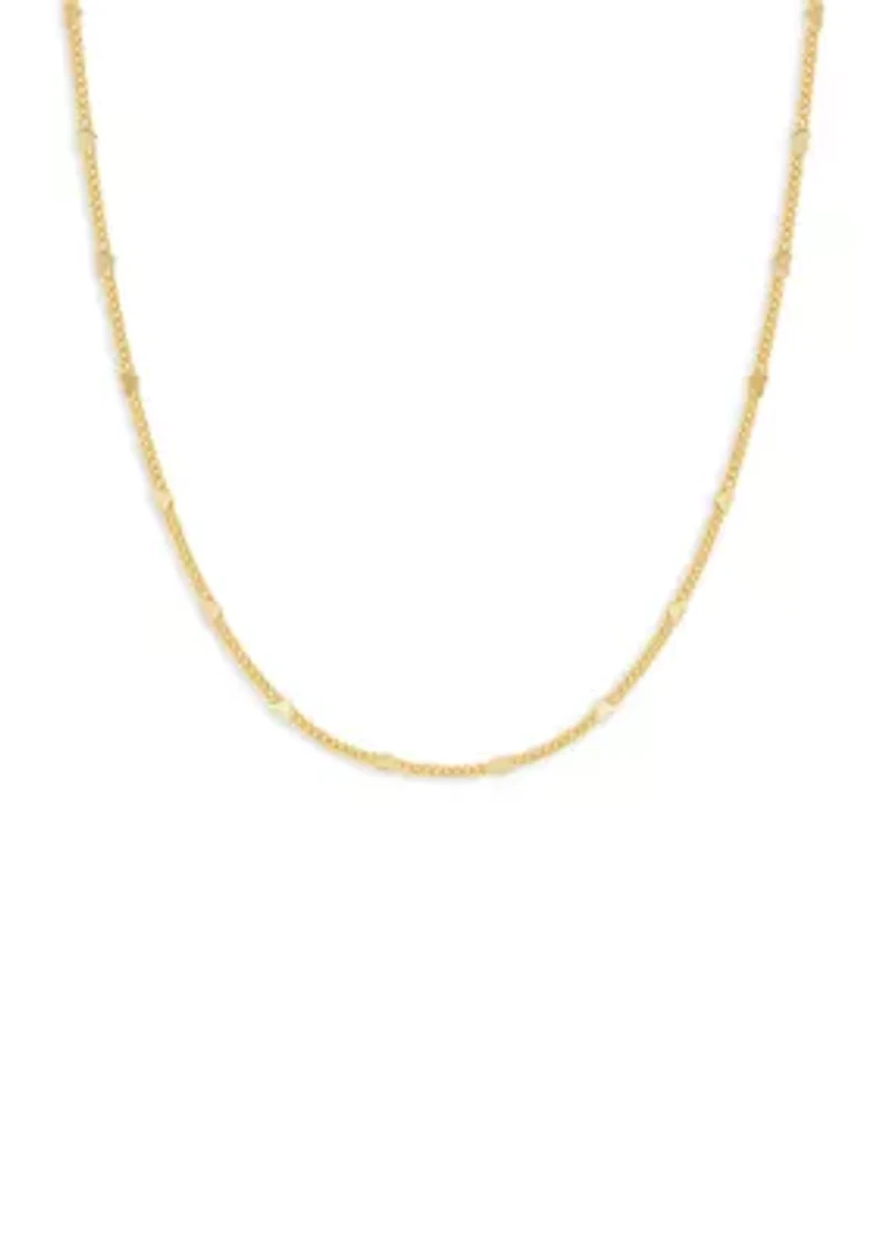 Sterling Silver Mini curb Heart Stations 18in Chain Necklace