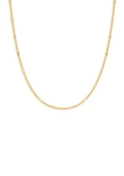 Sterling Silver Mini curb Heart Stations 18in Chain Necklace