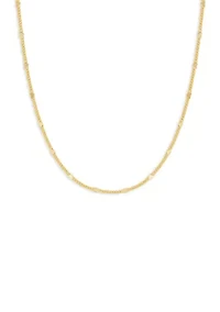 Sterling Silver Mini curb Heart Stations 18in Chain Necklace