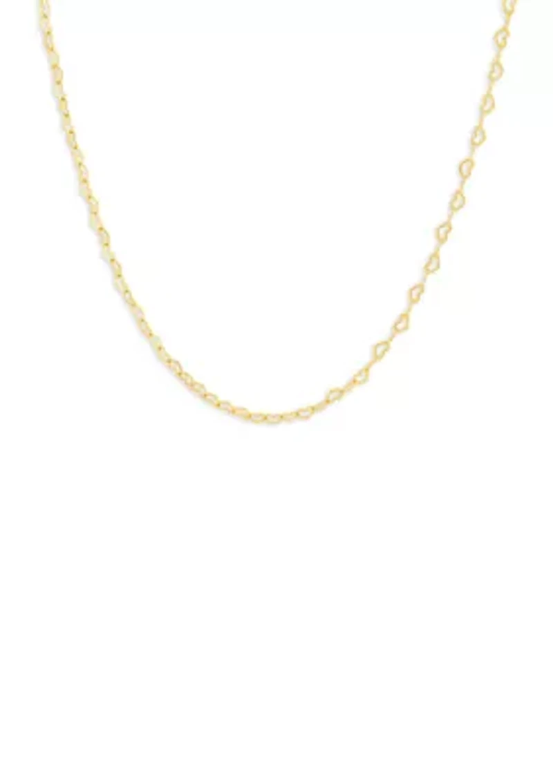 Sterling Silver Open Heart Links Chain Necklace